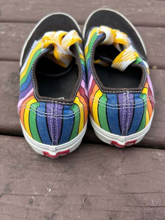 Vans Authentic Refract Rainbow Stripe Low Top Skate Shoes - Picture 6 of 8